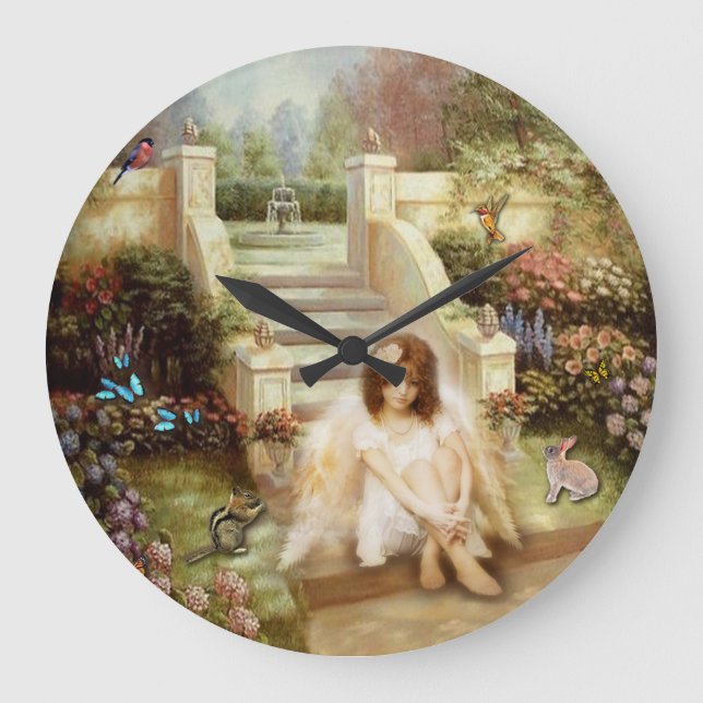 Angelic Serenity Garden Round Or Square Wall Clock (Front)