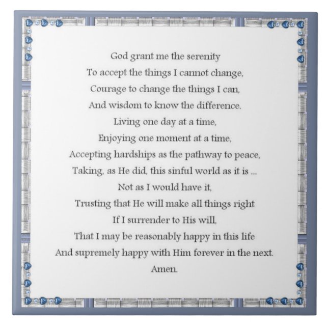 Angelic Serenity Prayer Inspirational Collection Tile (Front)