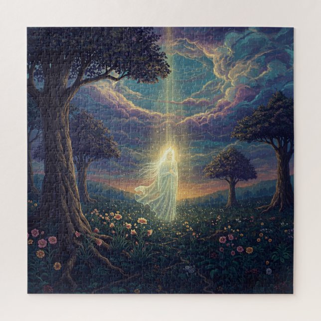 Angelic Spirit Floats Into Otherworldly Garden Jigsaw Puzzle (Vertical)