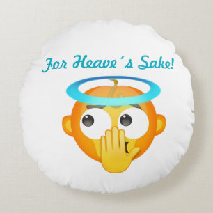 Angelic Surprise emoji Round Cushion