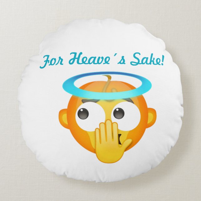 Angelic Surprise emoji Round Cushion (Front)