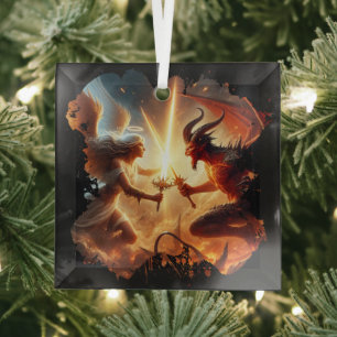 Angelic vs Demonic Force Glass Tree Decoration
