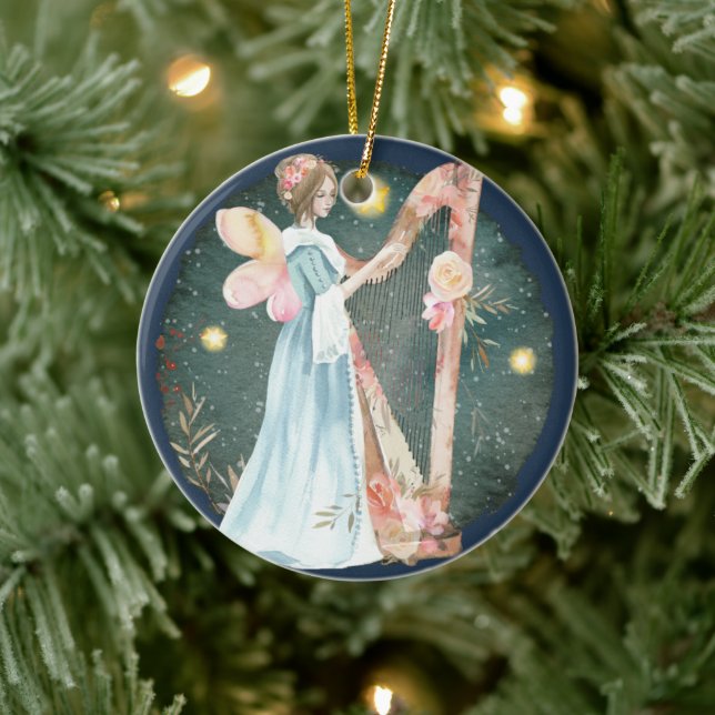 Angelic Winter Music Playing Angel     Ceramic Tree Decoration (Tree)