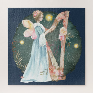 Angelic Winter Music Playing Angel Jigsaw Puzzle