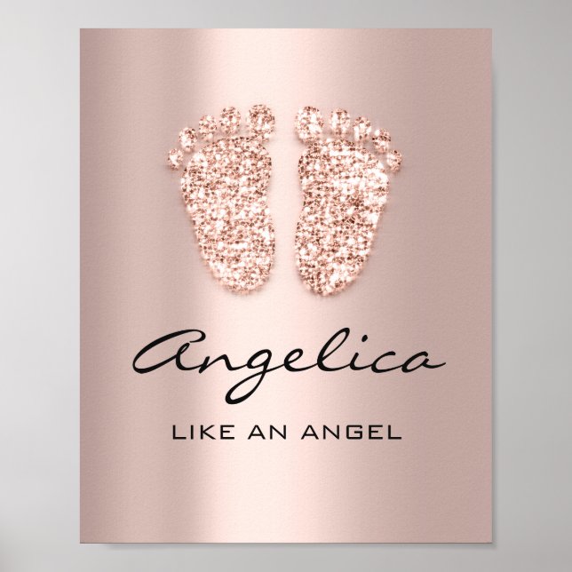 angelica Name Meaning New Baby Feet Rose Gift Poster (Front)