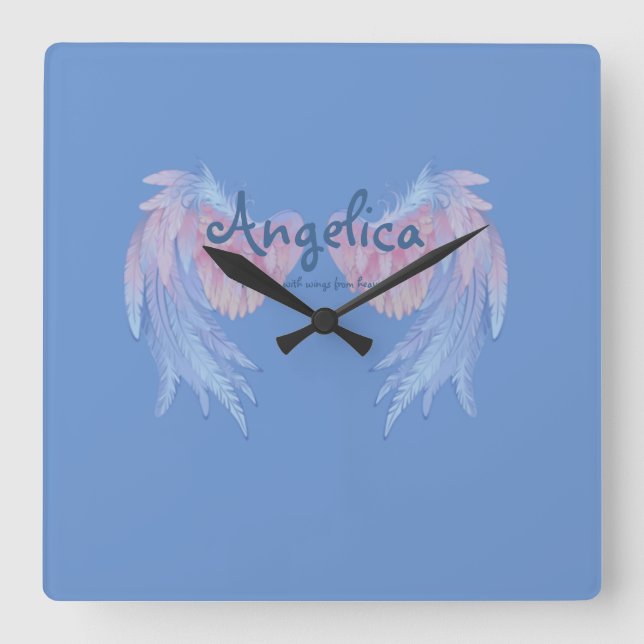 Angelica was born with wings from heaven square wa square wall clock (Front)