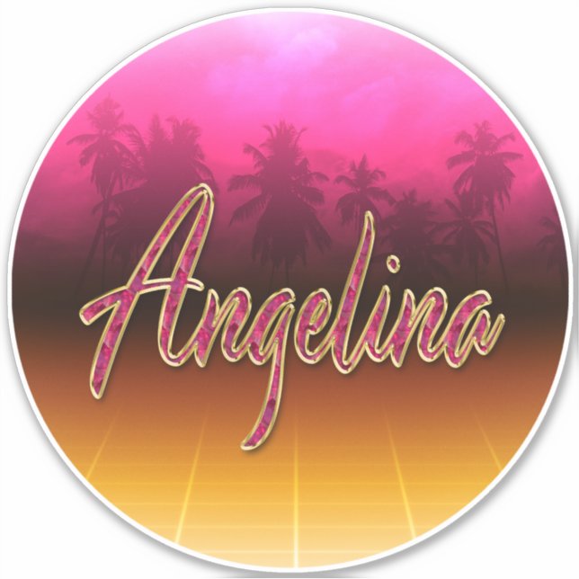 Angelina First name name pink sticker sticker (Front)
