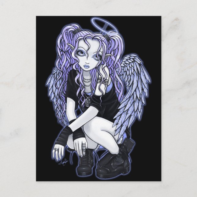 Angelina Gothic Violet Angel Fairy Postcard (Front)