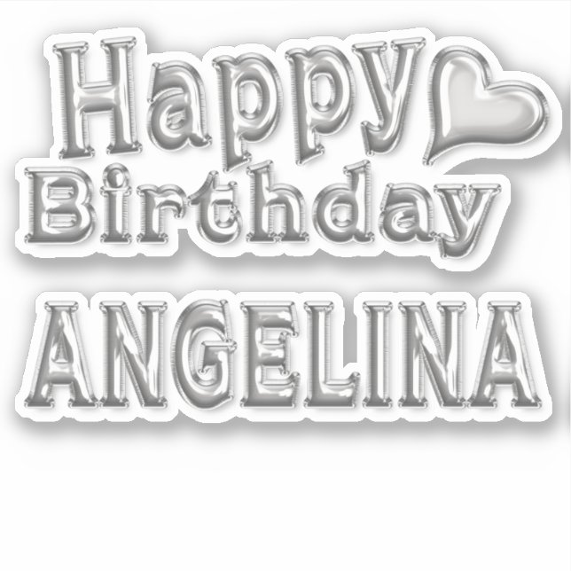 Angelina Happy Birthday silver Sticker (Front)