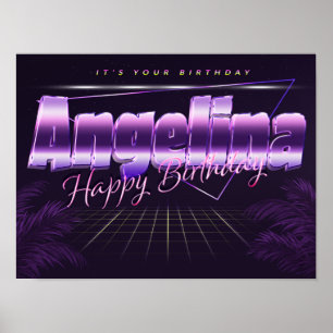 Angelina Name First name lila retro Poster Birthda