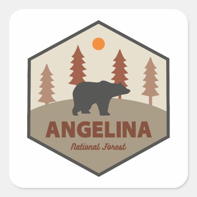 Angelina National Forest Texas Bear Square Sticker (Front)