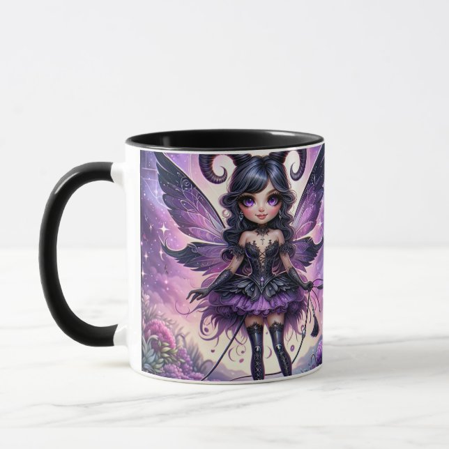 Angelina Purple Gothic Fairy Scorpio Horns Zodiac  Mug (Left)