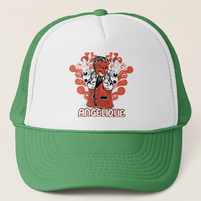 angelique black trucker hat (Front)