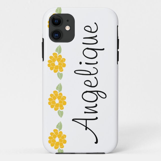 Angelique Name Yellow Flowers Case-Mate iPhone Case (Back)
