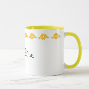 Angelique Name Yellow Flowers Mug