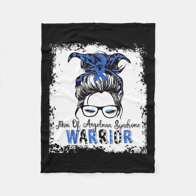Angelman Syndrome Awareness Mum Warrior Blue Ribbo Fleece Blanket (Front)