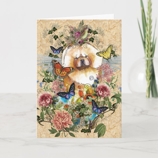 ANGELS AMONG US Chow art cards- pet loss sympathy Holiday Card (Front)