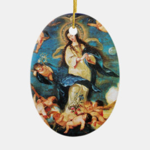Angels and Immaculate Conception of Virgin Ceramic Tree Decoration