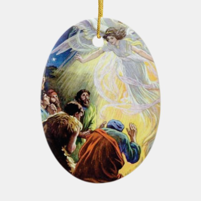 Angels Appear to Shepards Christmas Ornament (Front)