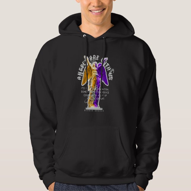 Angels Are With Us  Sad Aesthetic Edgy Streetwear Hoodie (Front)