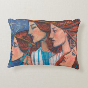 Angels Art Nouveau Ginger Auburn Red Hair Women Decorative Cushion