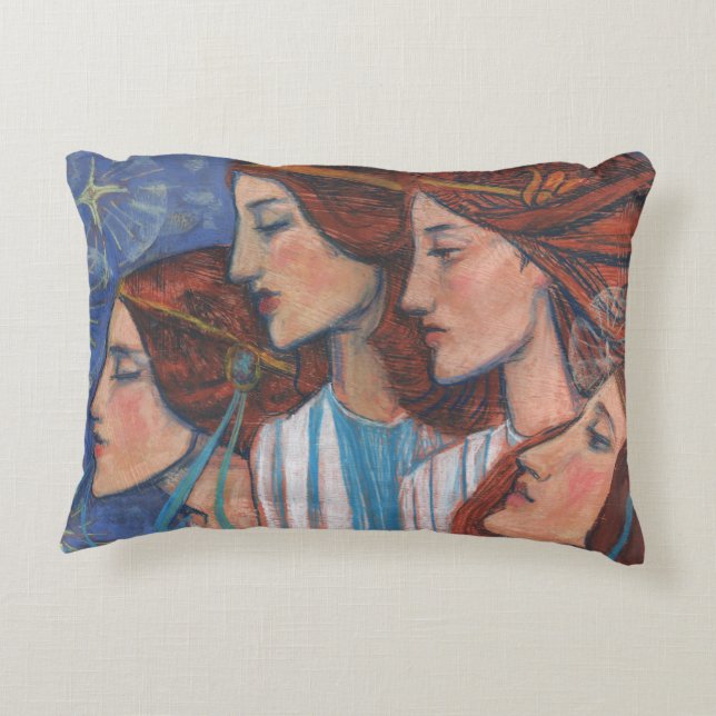 Angels Art Nouveau Ginger Auburn Red Hair Women Decorative Cushion (Back)