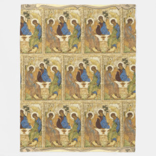 Angels At Mamre Trinity Fleece Blanket