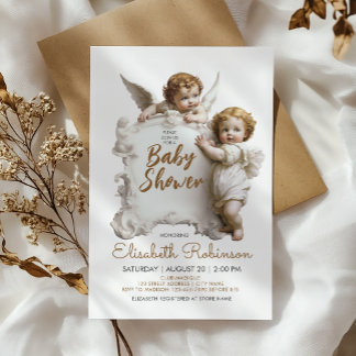Angels Baby Shower Personalised Invitation