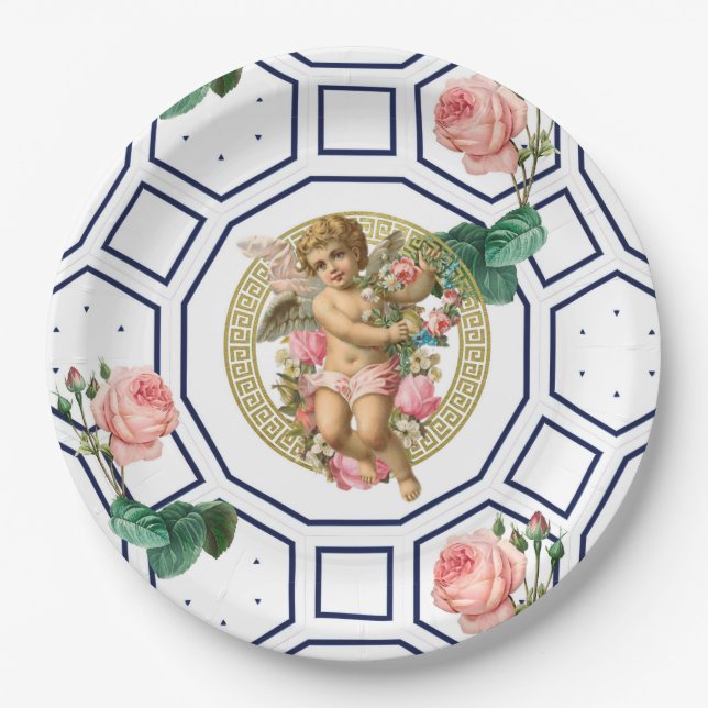 Angels,Baroque,rococo,vintage, Paper Plate (Front)
