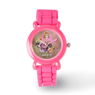 Angels Charge Over You Pink Glitter Watch
