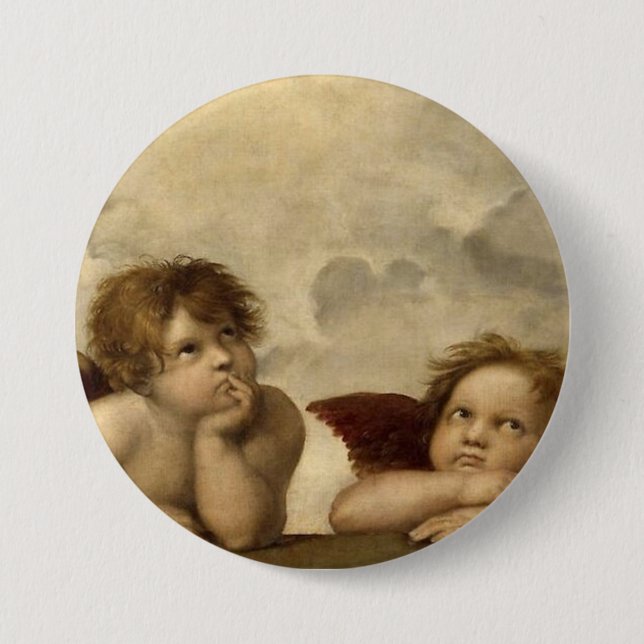 Angels Cherubs Raphael Santi Sistine Madonna Sweet 7.5 Cm Round Badge (Front)