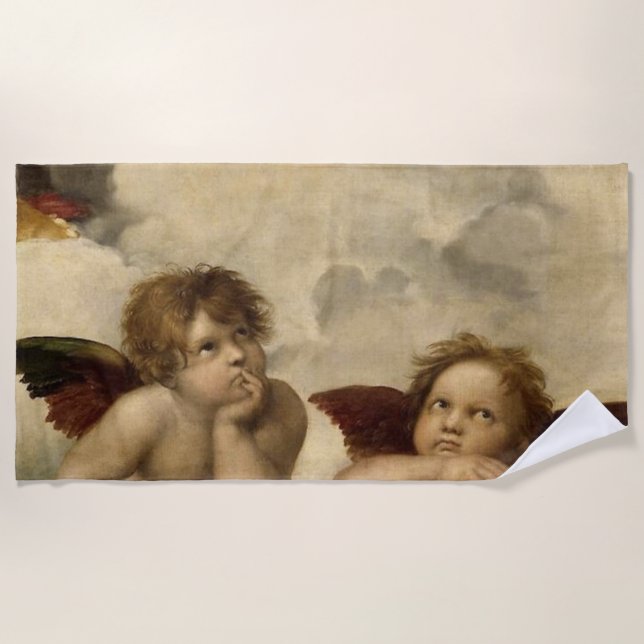 Angels Cherubs Raphael Santi Sistine Madonna Sweet Beach Towel (Front)