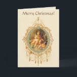 Angels Cherubs Vintage Style Christmas Card<br><div class="desc">Beautiful antique cherubs combined with ornate golden framing make this a pretty old fashioned design for gifts of all occasions.  You may add a name,  scripture or any text to the design and change background colours.  If you need help with personalising contact Greer at greerdesign@aol.com</div>