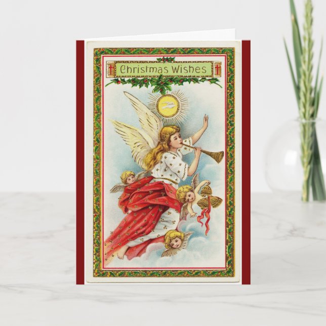 Angels Christmas Wishes Holiday Card (Front)