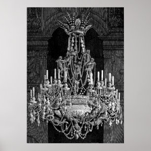 Angels Crystal Chandelier Lighting Vintage art Poster