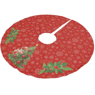 Angels Decorating the Christmas Tree Brushed Polyester Tree Skirt