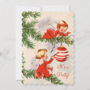 Angels Decorating the Christmas Tree Invitation
