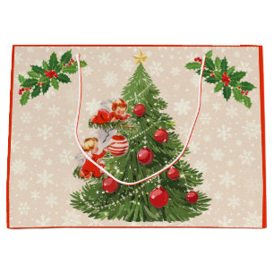 Angels Decorating the Christmas Tree Large Gift Bag