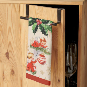 Angels Decorating the Christmas Tree Tea Towel