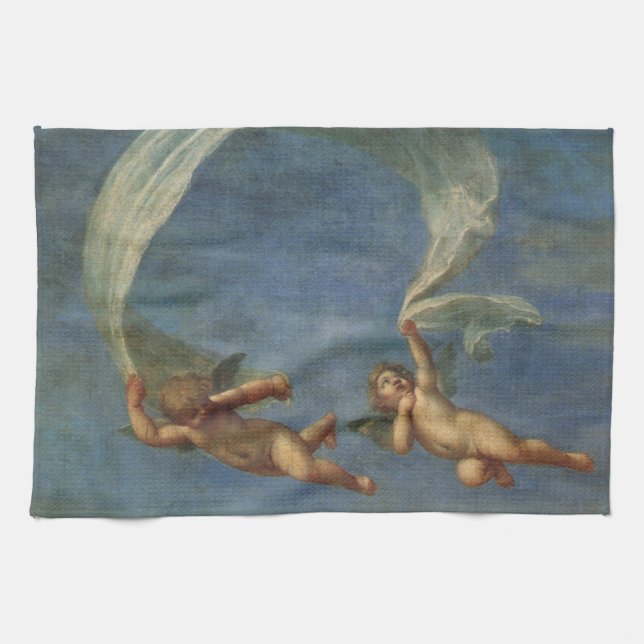 Angels Detail from Adonis Led by Cupids by Albani Tea Towel (Horizontal)