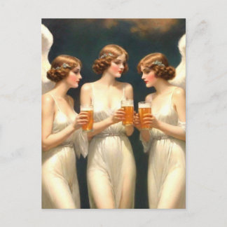 Angels Drinking Beer Postcard
