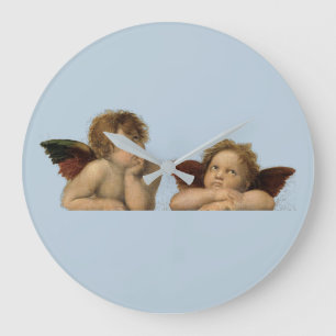 Angels Engel - Madonna Sixtina - Raphael - Raffael Large Clock