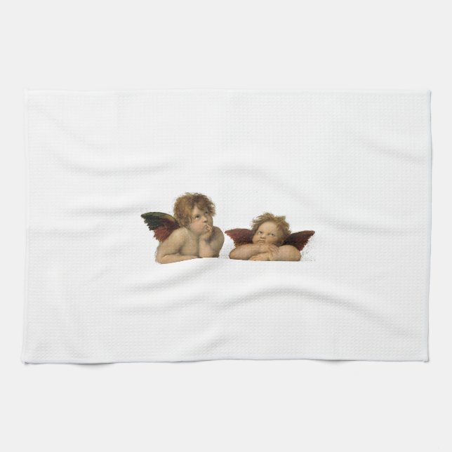 Angels Engel - Madonna Sixtina - Raphael - Raffael Tea Towel (Horizontal)