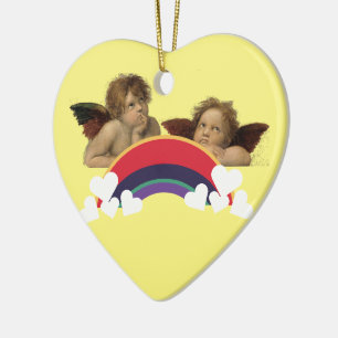 Angels Engel Raphael Vintage Rainbow Regenbogen Ceramic Tree Decoration