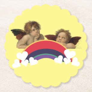 Angels Engel Raphael Vintage Rainbow Regenbogen Paper Coaster