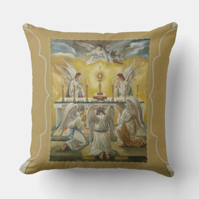 Angels Eucharist Adoration Altar Monstrance Cushion (Front)