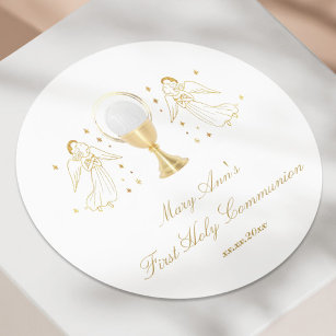 angels First Holy Communion Classic Round Sticker