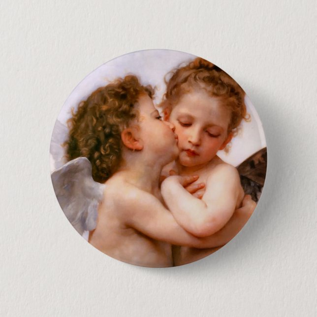 Angels First Kiss, Bouguereau 6 Cm Round Badge (Front)