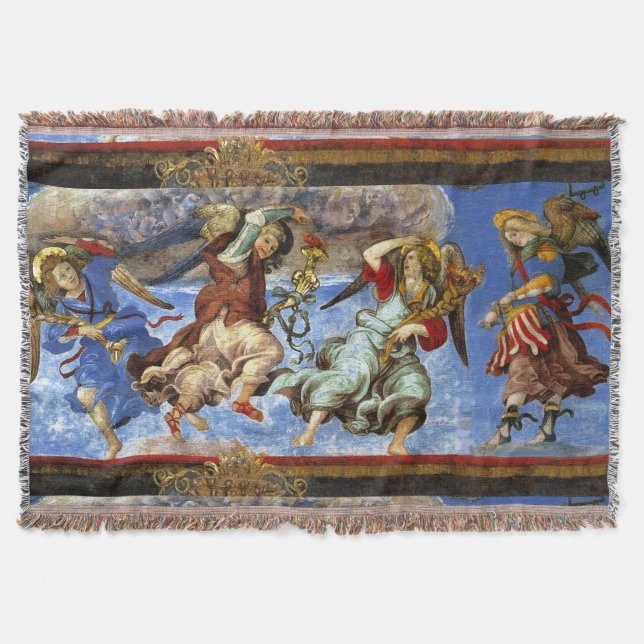  Angels From Assumption and Annunciation by Lippi Throw Blanket (Front)