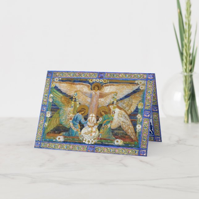 Angels Garlanding The Infant Christ Holiday Card (Front)